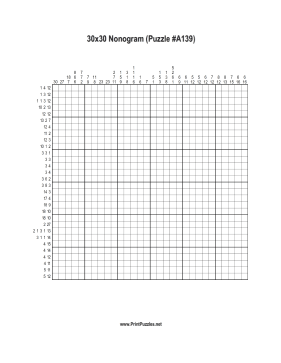 Nonogram - 30x30 - A139 Printable Puzzle