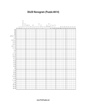 Nonogram - 30x30 - A14 Printable Puzzle