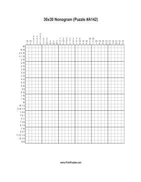 Nonogram - 30x30 - A142 Printable Puzzle
