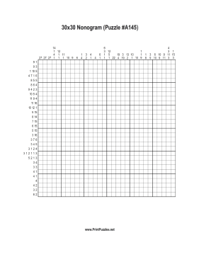 Nonogram - 30x30 - A145 Printable Puzzle