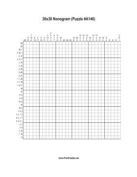 Nonogram - 30x30 - A146 Printable Puzzle