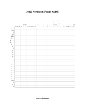 Nonogram - 30x30 - A148 Printable Puzzle