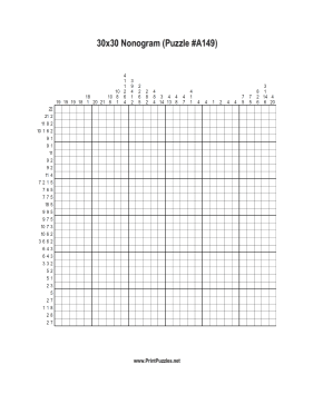 Nonogram - 30x30 - A149 Printable Puzzle
