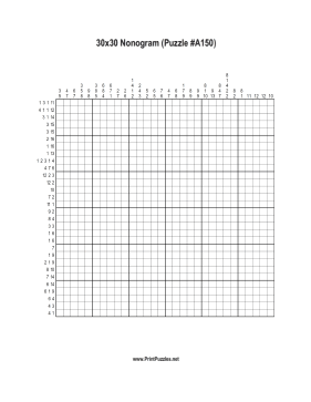 Nonogram - 30x30 - A150 Printable Puzzle