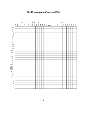Nonogram - 30x30 - A153 Printable Puzzle