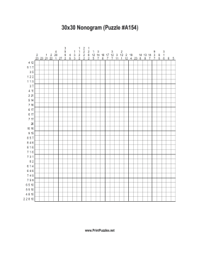 Nonogram - 30x30 - A154 Printable Puzzle