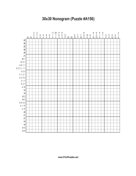 Nonogram - 30x30 - A156 Printable Puzzle