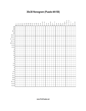 Nonogram - 30x30 - A158 Printable Puzzle