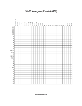 Nonogram - 30x30 - A159 Printable Puzzle