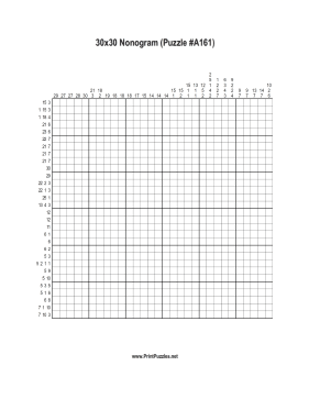 Nonogram - 30x30 - A161 Printable Puzzle