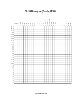 Nonogram - 30x30 - A168 Printable Puzzle