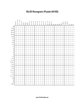 Nonogram - 30x30 - A169 Printable Puzzle