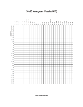 Nonogram - 30x30 - A17 Printable Puzzle