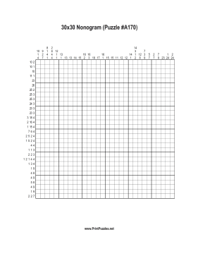 Nonogram - 30x30 - A170 Printable Puzzle