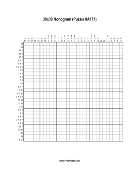 Nonogram - 30x30 - A171 Printable Puzzle