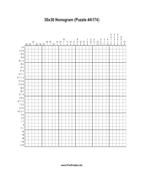 Nonogram - 30x30 - A174 Printable Puzzle