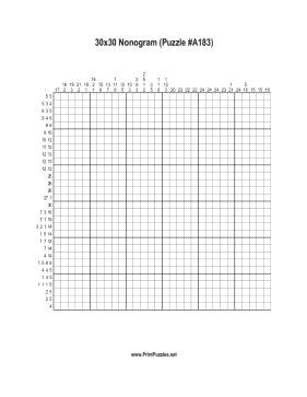 Nonogram - 30x30 - A183 Printable Puzzle