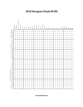Nonogram - 30x30 - A185 Printable Puzzle