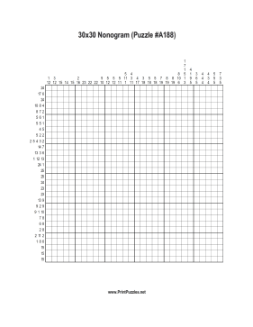 Nonogram - 30x30 - A188 Printable Puzzle