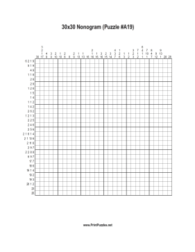 Nonogram - 30x30 - A19 Printable Puzzle