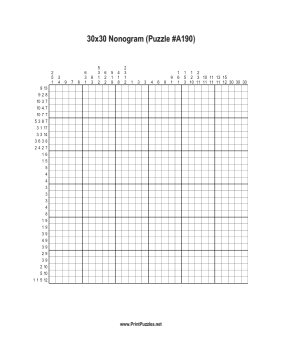 Nonogram - 30x30 - A190 Printable Puzzle