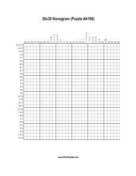 Nonogram - 30x30 - A196 Printable Puzzle