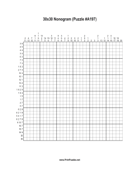 Nonogram - 30x30 - A197 Printable Puzzle