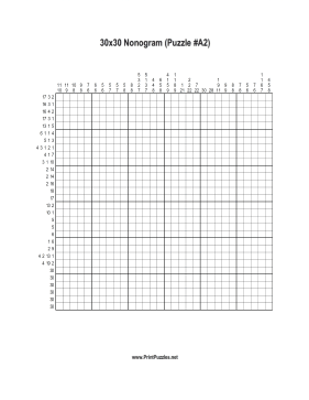 Nonogram - 30x30 - A2 Printable Puzzle