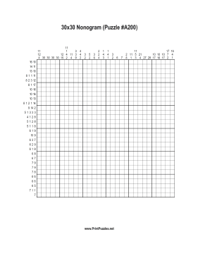 Nonogram - 30x30 - A200 Printable Puzzle
