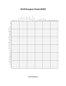 Nonogram - 30x30 - A202 Printable Puzzle