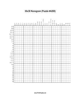 Nonogram - 30x30 - A208 Printable Puzzle