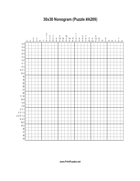 Nonogram - 30x30 - A209 Printable Puzzle