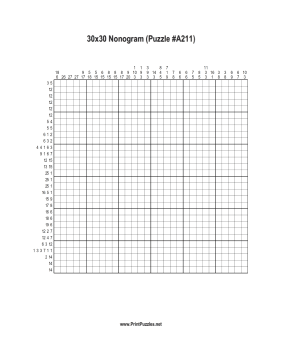 Nonogram - 30x30 - A211 Printable Puzzle