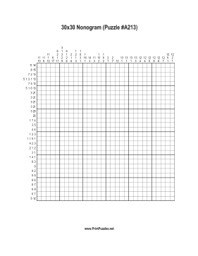 Nonogram - 30x30 - A213 Printable Puzzle