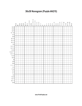 Nonogram - 30x30 - A215 Printable Puzzle