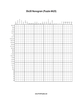 Nonogram - 30x30 - A25 Printable Puzzle