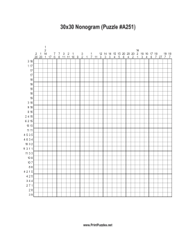 Nonogram - 30x30 - A251 Printable Puzzle