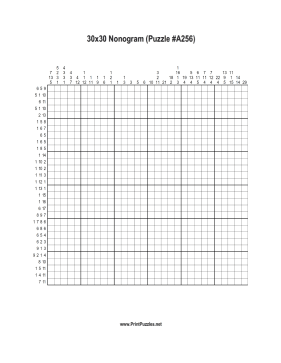 Nonogram - 30x30 - A256 Printable Puzzle