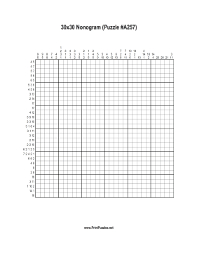 Nonogram - 30x30 - A257 Printable Puzzle