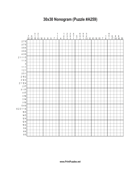 Nonogram - 30x30 - A259 Printable Puzzle