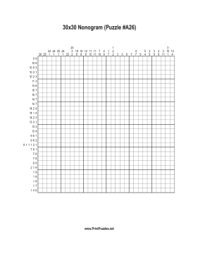 Nonogram - 30x30 - A26 Printable Puzzle