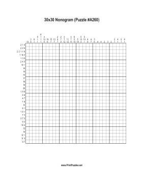 Nonogram - 30x30 - A260 Printable Puzzle