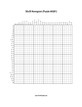 Nonogram - 30x30 - A261 Printable Puzzle