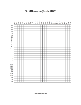 Nonogram - 30x30 - A262 Printable Puzzle