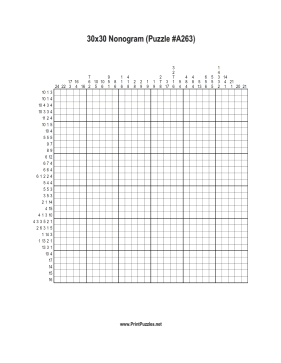 Nonogram - 30x30 - A263 Printable Puzzle