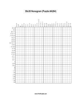 Nonogram - 30x30 - A264 Printable Puzzle