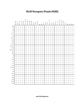Nonogram - 30x30 - A266 Printable Puzzle