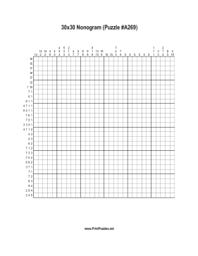 Nonogram - 30x30 - A269 Printable Puzzle