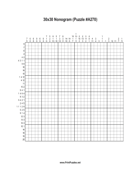 Nonogram - 30x30 - A270 Printable Puzzle