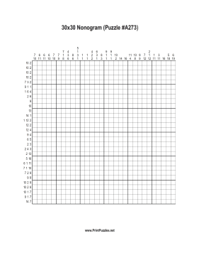 Nonogram - 30x30 - A273 Printable Puzzle